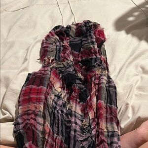 Plaid Fringe Kimono